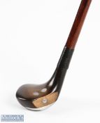 Dark stained persimmon driver Sunday Golfing Stick with lead sole insert and back weighting and