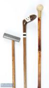 3x Custom made Golf walking stick and putter features Golf Ball handle walking stick with bamboo