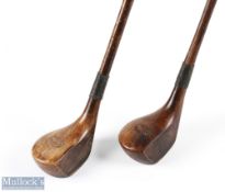 2x Harry Vardon Replica small head woods a brassie and spoon - both with grips