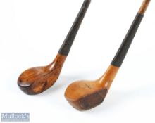 2x Scare neck drivers incl' a golden persimmon stamped J Winton and a light stained small head model