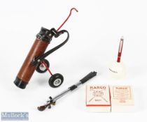 Golf Collectables: a Papermate golf ball pen stand with a working pen, Pepys Kargo gold card game,