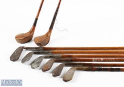 Collection of 8x various Hickory shafted clubs belonging to the late Rev David Ritchie (b.1872-1948)
