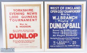 Dunlop Golf Ball two sandwich board posters promoting winners of two important tournaments of the