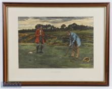 Stymied Golf Picture Engraved by G E after a picture by Walter Sadler, mounted and framed under
