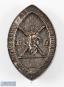 1888 University of St Andrews Large Silver oval embossed bar brooch- the obverse is embossed with