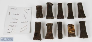 Collection of Cast Iron Golf Club Tools and other Head Stamp Marks, with names/marks of Blueflite,