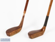 2x Interesting wooden mallet head putters a mid stained persimmon Maxmo with full length later