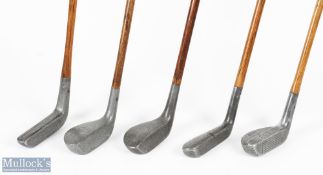 4x Alloy mallet head putters incl' a Ray model, 2x Braid Mills models, a XX model with lead