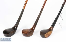 3x Scare neck woods features a M Young of Prestwick dark stained driver, Auchterlonie St Andrews