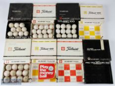 c1970 Titleist 100 Golf Ball Boxes, 3 ½ have used balls inside, 8 boxes in total all for 12 balls