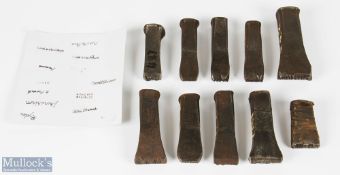 Collection of Cast Iron Golf Club Tools and other Head Stamp Marks, with names/marks of Machie,