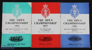 1956-1958 The Open Championship Golf Programmes, to include 1956 Royal Liverpool Hoylake, 1957 St
