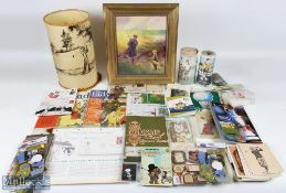 Golf Collectables: a mixed box to include modern golf postcards, greeting cards unused, fridge