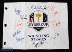 2020 Ryder Cup American Team signed Embroidered Pin Flag - played at Whistling Straits USA in Sept