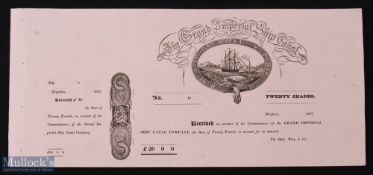 The Grand Imperial Ship Canal (Intended Ship Canal from London to Portsmouth). Certificate for 20