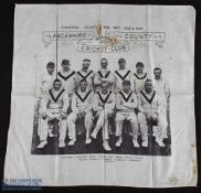 Cricket - Lancashire County Cricket Club. Season 1931. Printed souvenir Cloth with photograph of the