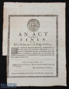 Commonwealth Broadside (Poster) 1653 - Commonwealth Coat of Arms top centre. An Act for taking