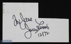 Entertainment - Hollywood - Jerry Lewis signature on a card dated 12/72.