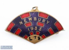Newbury Racecourse 1933 - an Art Deco style metal and enamel Ladies Members Badge