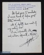 Rare Personal signed card to actress Miss Alice Bowes from George Bernard Shaw 1856-1950 - On George