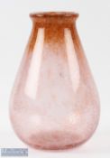 1930s Monart Studio Glass Vase possibly shape code IC, in translucent tonal pale pink and brown
