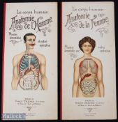 Edwardian French printed anatomical books (2) titled 'Le Corps Humain Anatomie de la Femme and de