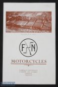F N Motorcycles 1928 sales brochure - 4 page Brochure illustrating and 2 models of their 500 cc