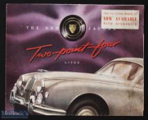 The New 2.4 Litre Jaguar 1950s sales brochure - fold out brochure with nine multicoloured