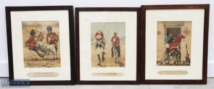 5x Early Humorous Military Prints by Harry Payne of - Welsh Fusiliers, Levee Day St James, One o'