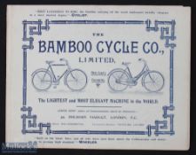 The Bamboo Cycle Co Ltd 1897 - an early 4 page Brochure illustrating two of their unusual Bamboo