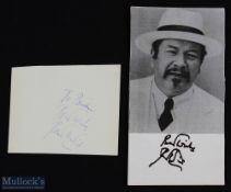 Entertainment - Hollywood - Peter Ustinov two signatures on cards