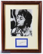 Autograph - original John Lennon The Beatles Signature Sold at Live Aid c1985 - underneath b&w