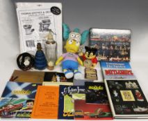 Mixed box of Curios /Collectable - with noted items of a reproduction Thomas Crapper toilet metal