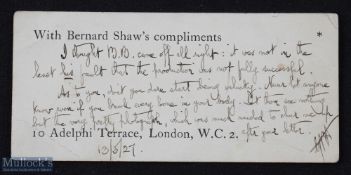 Entertainment Autograph - rare personal signed card to actress Miss Alice Bowes from George