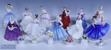 Royal Doulton Figurines plus Coalport Figurines, all loose to include, HN1934 autumn breeze,