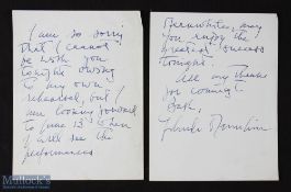 Music - Autograph - Yehudi Menhuin good als np nd, 2pp sm4to, saying that he was sorry that he could