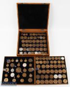 Wooden Trophy Engravers Shop Display Full of Shorting Fob Medals, Medallions