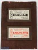 Banknotes - Bradbury treasury notes issued during WWI in the sums of £1 and 10/-, good condition,