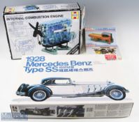 Model Kits a collection of unmade models, Minicraft 1928 Mercedes Benz Type SS, Keil Kraft Foden C