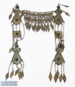 Vintage Afghan Tribal Dance Belt with numerous lozenge shaped droppers and section with wirework