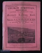 Church Stretton - Sale Catalogue of Building Land 1907 illustrated pink paper wrap, 10pp with signed