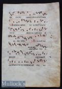 Liturgical Vellum Leaf - c1380s-1450 large impressively scripted sheet of Choral music with finely