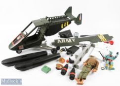 Vintage Action Man Pursuit Craft Figure, accessories, the Action Man has a loose head a, plus a He