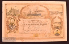Boer War Certificate: Presented to The Men of The Naval Brigade, Portsmouth c1900 Impressive Banquet