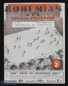 1939/1940 Bohemians v St James Gate League of Ireland programme 29 October 1939; pages loose,