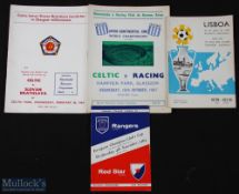 1963/64 Celtic v Slavan Bratislava (ECWC) match programme, 1964/65 Rangers v Red Star Belgrade (EC