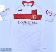 MK Dons 2011/12 Baldock No 18 (Multi-Signed) match issue home football shirt autographed by the