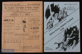 1948/49 Swansea Town v Rhyl Athletic Welsh Cup semi-final match programme, 4 pager, 7 April 1949;