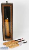 4 Miniature Cricket Bats England and Australia, one is an England signed 1968 bat with noted