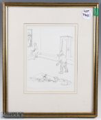 Simon Bond Cricket Cartoon Art, original art 